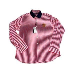 Ralph Lauren Yacht Club Button up long sleeve red stripped women's large